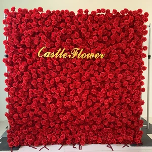 Wholesale Discount Wedding Decoration 8x8ft Floral Backdrop White Flowers Wall Artificial Peony Flower Wall