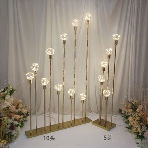 Wedding Supplies 10 Heads Stand Light Walkway Pillar Wedding Aisle Display With Led Light for Wedding Stage Decoration