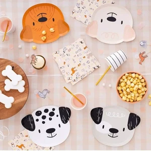 Nicro Cute Woodland Animal Shape Theme Kids Baby Shower Disposable Paper Cutlery Tableware Table Decoration Party Supplies Set