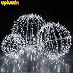 Uplumin 40/50/60cm Christmas Garden Large Globe LED Light Iron Frame Sphere Foldable Hanging Ball Light For Tree Decoration