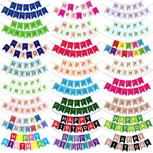 Small Hot-Stamped Fish-Tail Happy Birthday Banner, Pink Letter Decor for Kids' Birthday Party