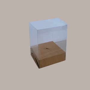 5pcs Transparent Chocolate Egg Box Easter Brown Paper Bottom Nature 150x150H300mm Holiday Supplies