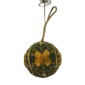 Zari Elegant Christmas Hanging Ornaments Hand Embroidered Beaded Tree Stand Accessories