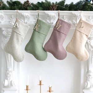 Wholesale Custom Christmas Decoration Santa Linen Baby Gift Giant Blank Christmas Stocking Bulk