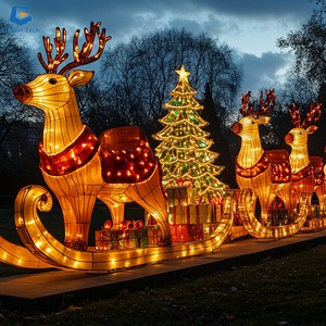 SGL68 Winter Event Lantern Decoration Park Lantern Christmas Deer Silk Lantern For Sale