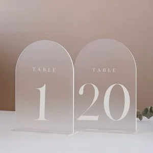 Frosted Arch Table Numbers for Weddings 1-20 Acrylic Place Cards with Stand Elegant Wedding Table Signs