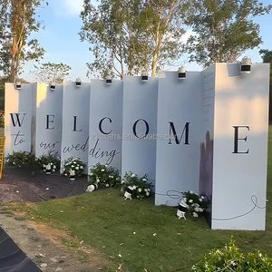 ZKAI Wedding Double-sided Welcome Sign Backdrop Wall Custom Pattern Wave Screen Backdrop Stand