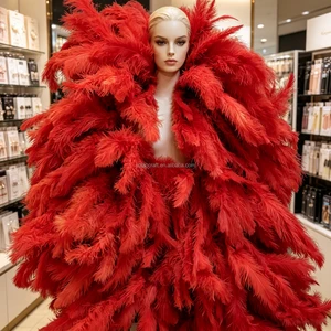 Wholesale 3.5M Huge Large Fluffy Ostrich Floss Feather Boa For Burlesque Talk Show Stage Performance Party Decorations
