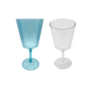 480ml Clear Custom Color Corrugated Reusable Plastic Wine Glasses For Wedding Party