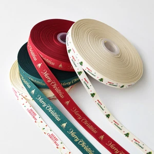 2-Meter Christmas Ribbon with Lettering DIY Bows for Christmas Tree & Gift Box Decoration
