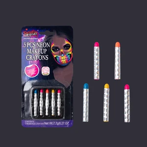 Neon Face Paint Crayon for Halloween Black Light Reactive UV Glow Dark Liquid Body Paint for Outdoor Party Costumes