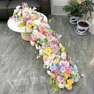 Wholesale Elegant Floral Table Runner Custom Artificial Silk Flower for Wedding Events Arrangements Decorations
