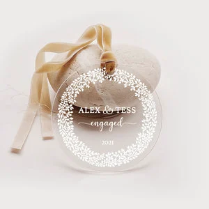 Factory Customized Personalized Acrylic Engagement Photo Ornament