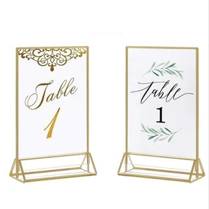 Acrylic Transparent Gold Table Card Catering Drinks Vertical Price Plate Wedding Number Plate Combination Table Plate