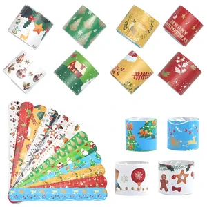 Wholesale Waterproof Printed Colorful Kids Christmas Party Gift Slap Bracelet Holiday PVC Wristband 12 Styles Promotional