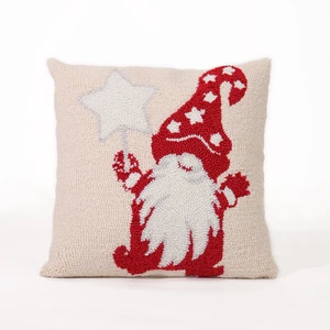 Hot Selling Holiday 100% Cotton Santa Claus Embroidery Christmas Pattern Throw Pillow For Gift Home Decoration