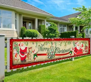 Custom Printing Decorations Party Christmas Happy Birthday Christian Wall Backdrop Custom Polyester Flags Banner