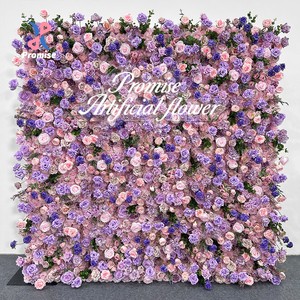Promise Customized Rolled Flower Wall Silk Artificial Flowers Wedding Stage Backdrop for Home Events