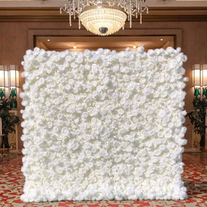 GNW White Luxury Modern Eco-Friendly Artificial Flower Wall Wedding Backdrop for Hotel and Party Decorations
