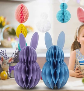 Bosen Easter Themed Adult Party Rabbit Honeycomb Paper Ball Ornament Hanging Decoration Holiday Party Supplies