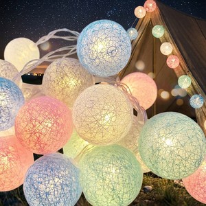 Cotton Balls Indoor String Lights Battery Operated Fairy Lights For Kids Girls Bedroom Dorm Patio Garden Christmas Party