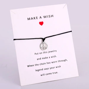 Manufacturer Key Charm Peace Sign Pendant Handmade Antique Silver Custom Handcuffs Friendship Men Rope Ladies Bracelet Women