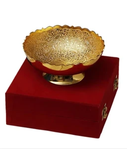 Decorative Handcrafted Gold Plated Bowl Metal Serving Bowl For Festival Gift Home Dining And Hotel Use