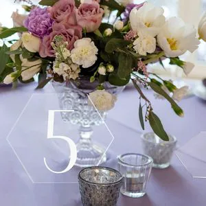 Ychon Custom Acrylic Hexagon Table Numbers Transparent Table Sign Wedding Seat Card Dining Room Table Number Cards