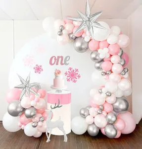 Hot Sale Birthday Baby Shower Wedding Party Decoration with Pink and White Balloon Arch Garland Kit and Explosion Star Balloon