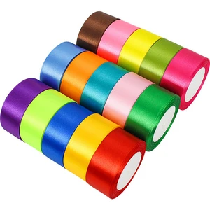 Wholesale 1.5 Inch Slit Edge White Satin Ribbon Roll Solid Color Eco-Friendly Single Face 40mm 4cm Christmas Gift Wrap Flowers
