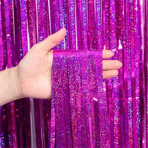 High Quality Glitter Metallic Curtain Foil Party Tinsel Fringe Curtain Background Wall Decoration