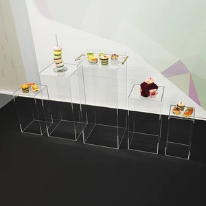 Birthday Party Clear Square Pillar Pedestal Wedding Birthday Decorative Columns White Square Acrylic Stand