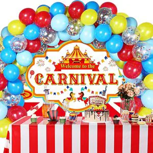 DJTSN Circus Carnival Red Blue Yellow Balloons Arch Garland Kit Backdrop Globos Party Kids Birthday Baby Shower Decoration