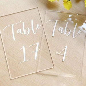 Ychon Lovely Clear Acrylic Name Tags Wedding Signs Table Numbers of Acrylic Acrylic Cards for Wedding Seat Tags Dinner Party