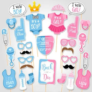 30PCS/Set Gender Reveal Photo Booth Props Photography Decoration Party Backdrop Supplies