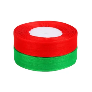Green & Red Christmas Ribbon Organza Ribbon 20MM Wide for Holiday Festival Gift Wrapping Decoration