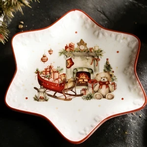 LovingHome Custom Christmas Tableware Star Shape Nordic-Style Porcelain Gold-Edge Plates Gold Borders For Wedding Hotel