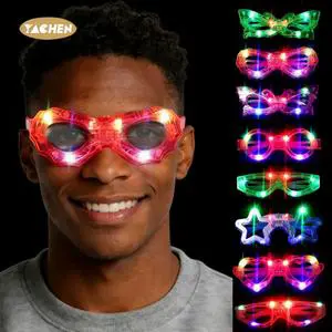 YACHEN Light Up LED Glasses Party Favors Flashing Neon Glow Sunglasses In Stock for Kids Adults Birthday Halloween Rave