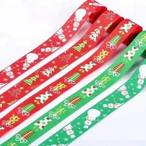 Roll Woven Tapes Wholesale Custom Print Christmas Holiday Festival Logo Grosgrain Ribbon For Package