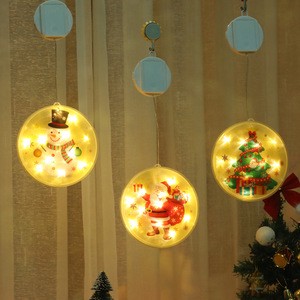 Novelty Christmas Window Lights Battery LED Christmas Lights 3D Hanging Lights Merry Christmas Snowman for Xmas Holiday Decor