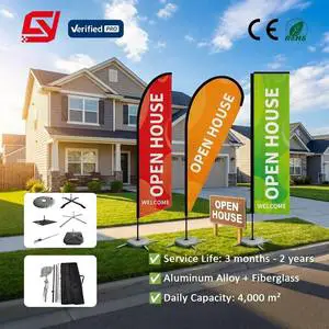 Customized Feather Flag Outdoor Advertising Banner Stands Printed Custom Logo Feather Teardrop Banner 4ft 6ft Sublimation Banner