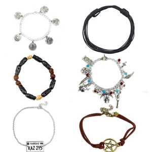 Supernatural Deaf Protection Talisman Charm Female Role-Playing Pentagram Bracelet Winchester Jensen Ackles Skull Ball Bracelet