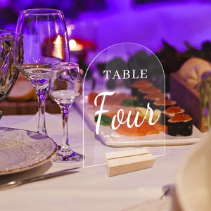 Factory 4 Style Hexagon Rectangle Arch Round Wedding Restaurant Decor Acrylic Place Cards Number Table Wooden Holder