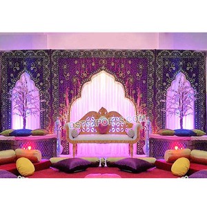 New Arrival Purple Velvet Wedding Stage Backdrop-Elegant Modern Traditional Simple Design Lightweight Customizable Size for