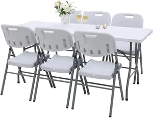High Quality Plastic Folding Tables Folding Folded Cheap Wedding Tables Garden Events Folding For Party 6Ft/8Ft Outdoor Table