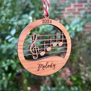 Wholesale Wooden Christmas Ornaments Handmade Laser Cut Modern Custom Printed Hanging Tree Decorations Eco Friendly Holiday