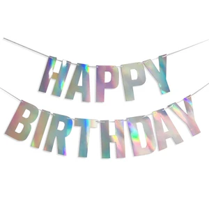 Merri Wish Wholesale 17cm Party Banner Banner with Dazzling Colors Gold Silver and Sky Blue for Birthday Party Decoration