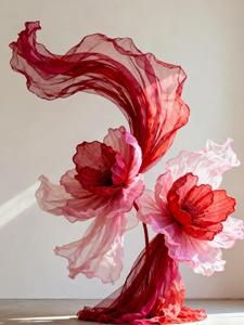 Dreamy Organza Giant Installation Wedding Entrance Stage Backdrop Decor Engagement Banquet Mall Window Display Art Installation