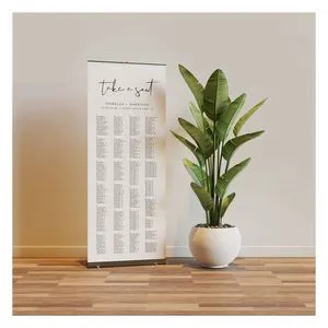 Minimalist Decor Roll Wedding Seating Chart Pop Shop Aluminum Retractable Banner PP PVC Fabric Custom Logo Wedding Welcome Sign