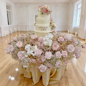 GNW Cake Table Flower for Wedding Party Event Decoration Flower Artificial Silk Flower Beautiful Design Rose Greenery Decor